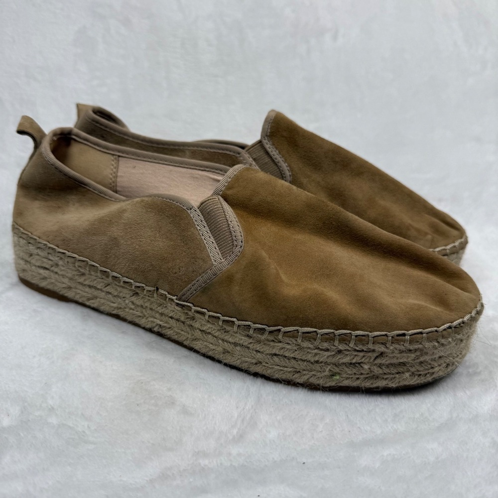 Sam Edelman Khloe Tan Suede Espadrille Platform Slip On Flats 10M